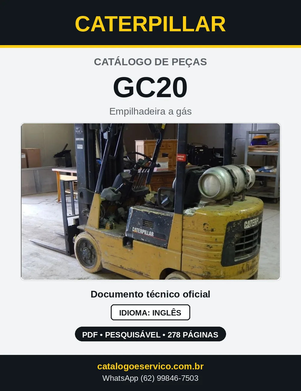 Capa do Catálogo de Peças Caterpillar GC20 em PDF
