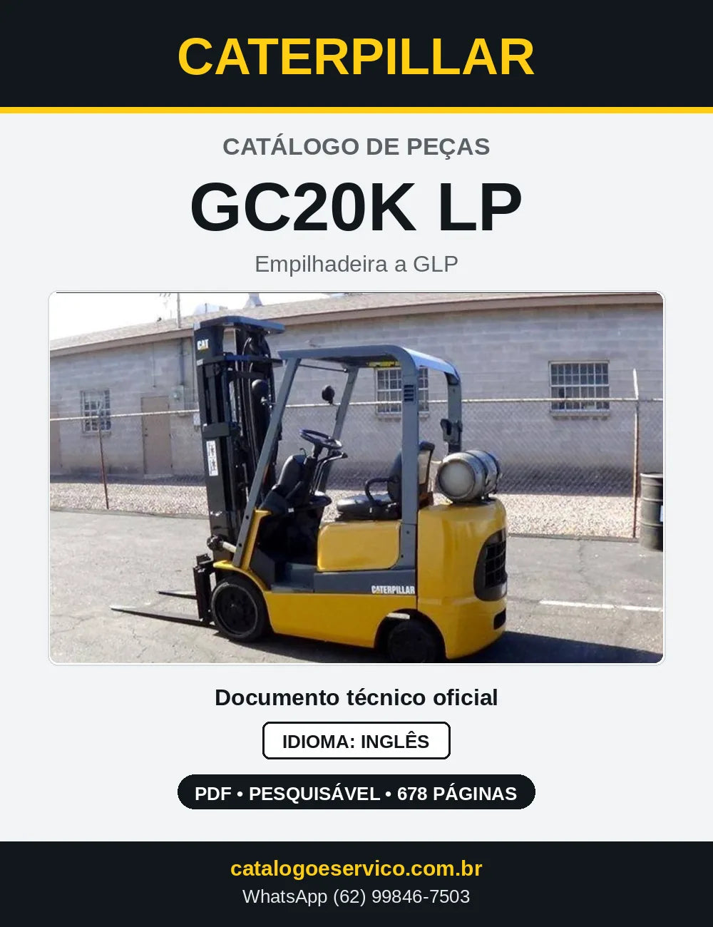 Capa do Catálogo de Peças Caterpillar GC20K LP em PDF