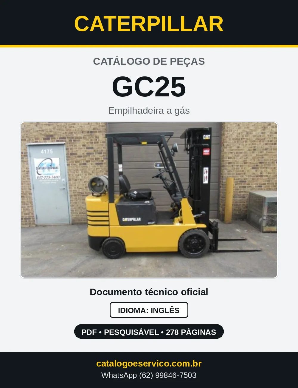 Capa do Catálogo de Peças Caterpillar GC25 em PDF