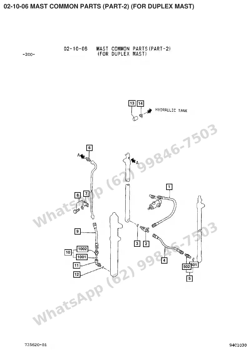 Vista explodida de peças do Catálogo Caterpillar GC30 – exemplo 4