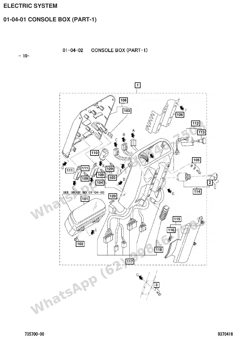 Vista explodida de peças do Catálogo Caterpillar GC35K – exemplo 3