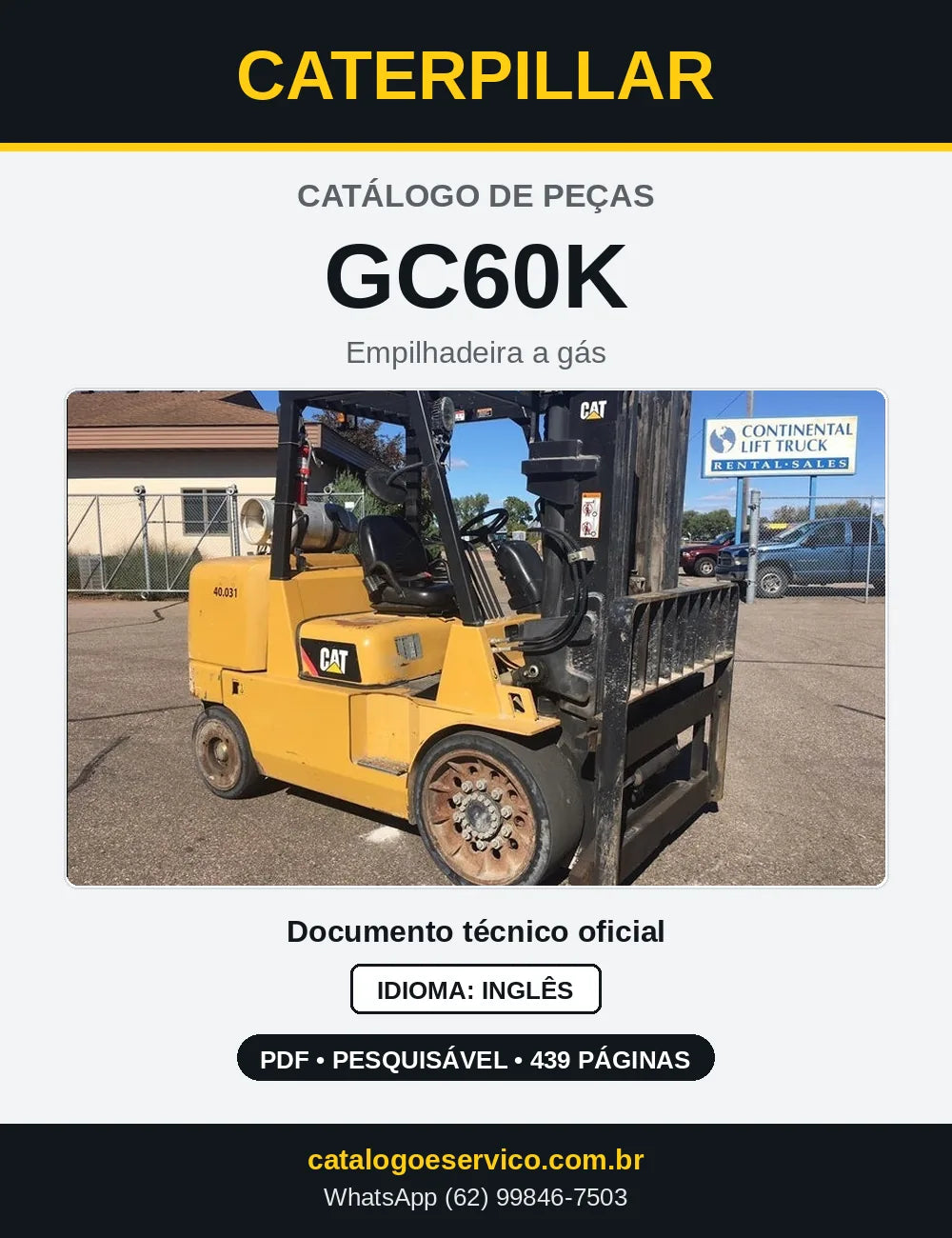Capa do Catálogo de Peças Caterpillar GC60K em PDF