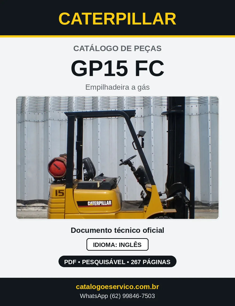 Capa do Catálogo de Peças Caterpillar GP15 FC em PDF