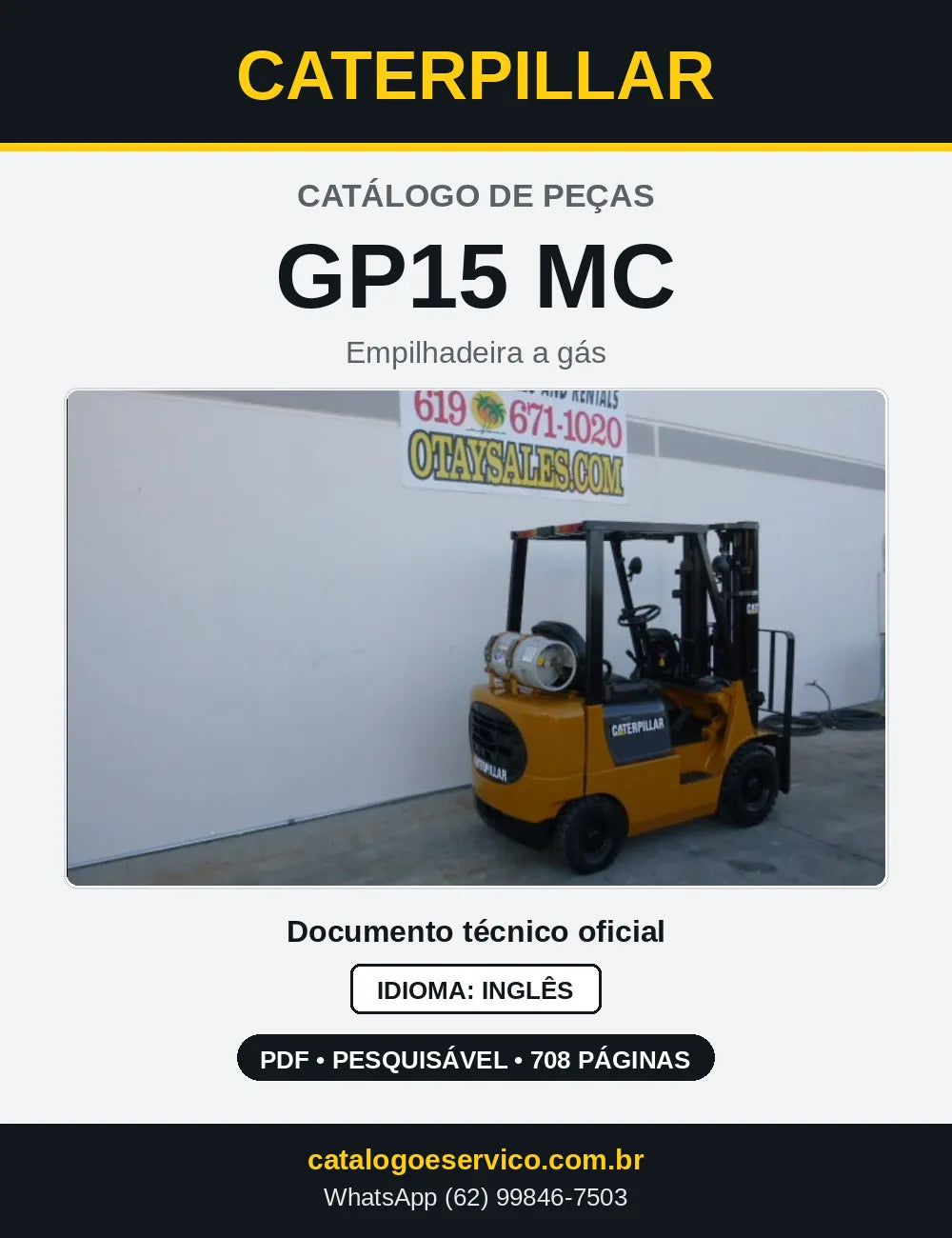 Capa do Catálogo de Peças Caterpillar GP15 MC em PDF