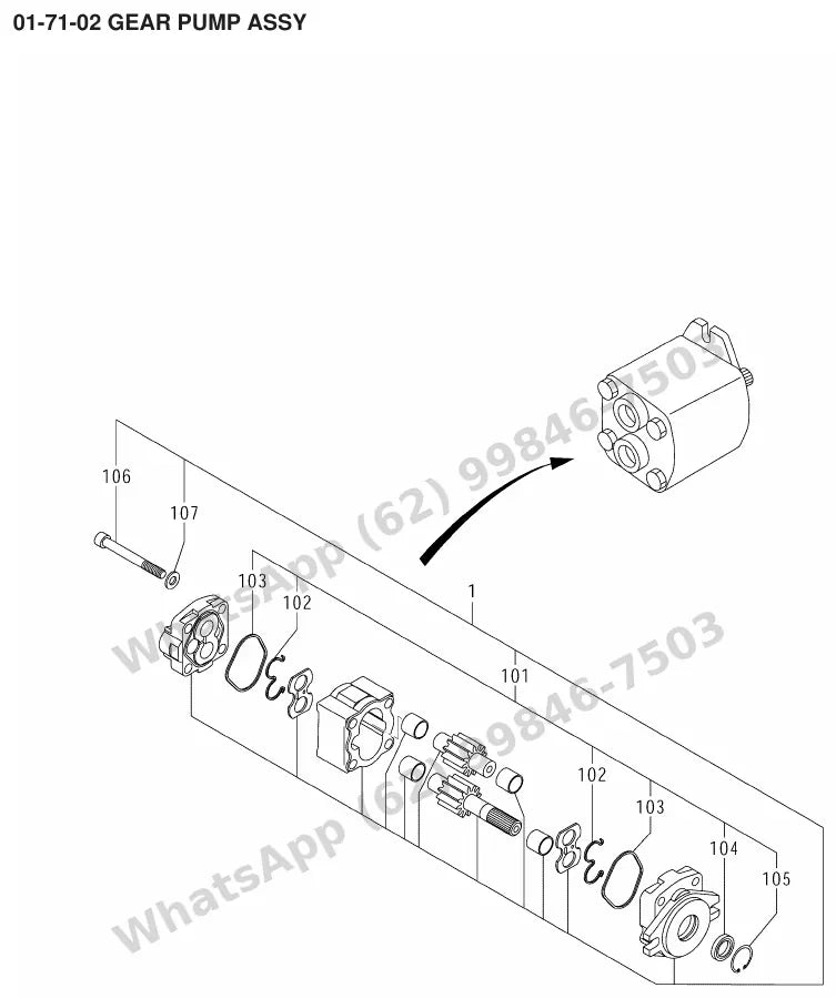Vista explodida de peças do Catálogo Caterpillar GP15N – exemplo 1