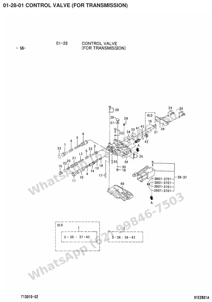 Vista explodida de peças do Catálogo Caterpillar GP18 FC – exemplo 1