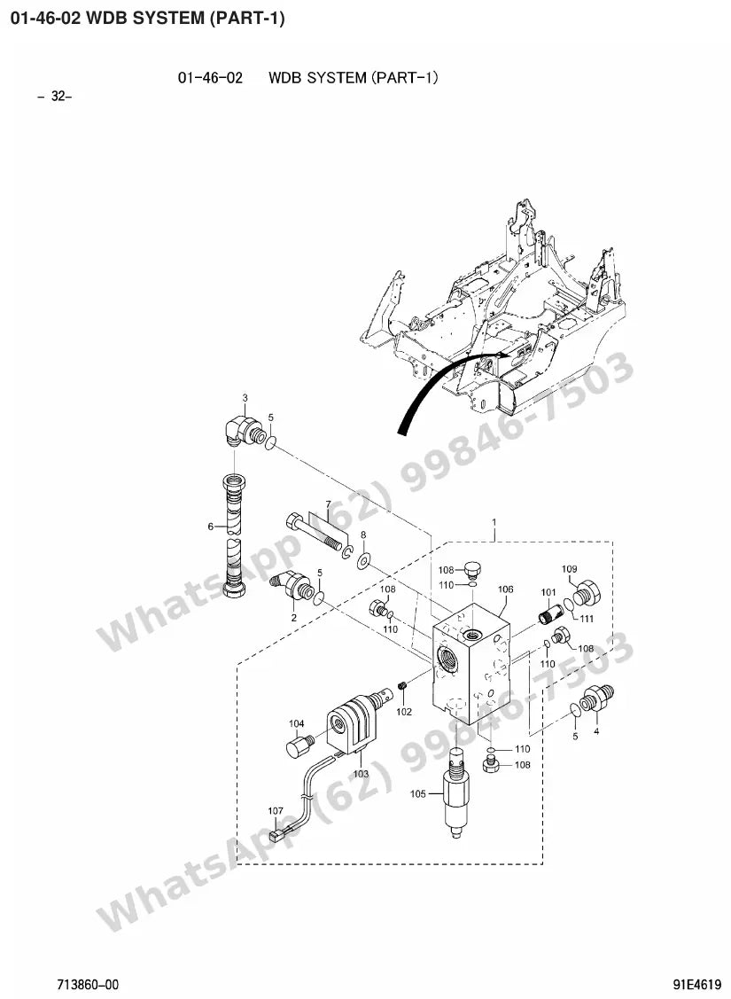 Vista explodida de peças do Catálogo Caterpillar GP20HN – exemplo 1