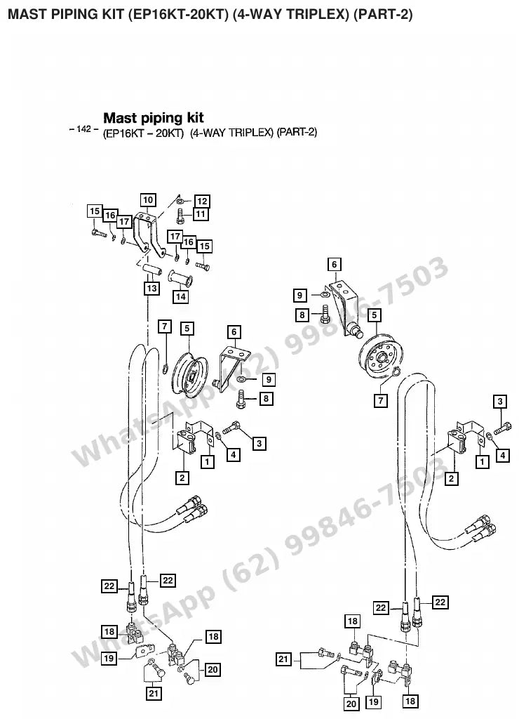 Vista explodida de peças do Catálogo Caterpillar GP20K FC – exemplo 1