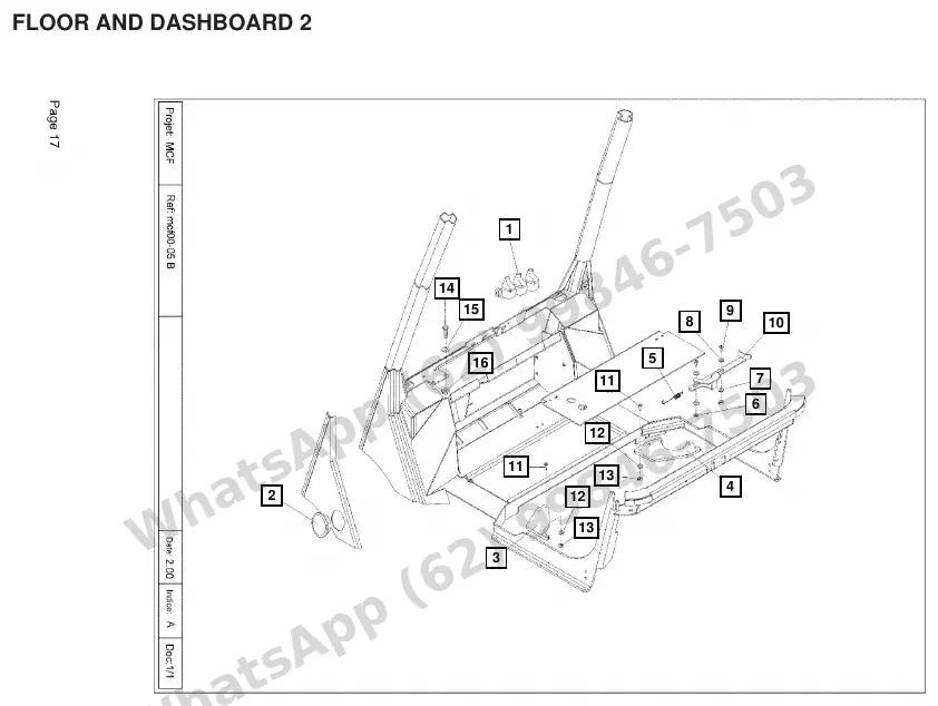 Vista explodida de peças do Catálogo Caterpillar GP20K FC – exemplo 4