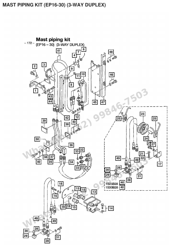 Vista explodida de peças do Catálogo Caterpillar GP20K MC – exemplo 1