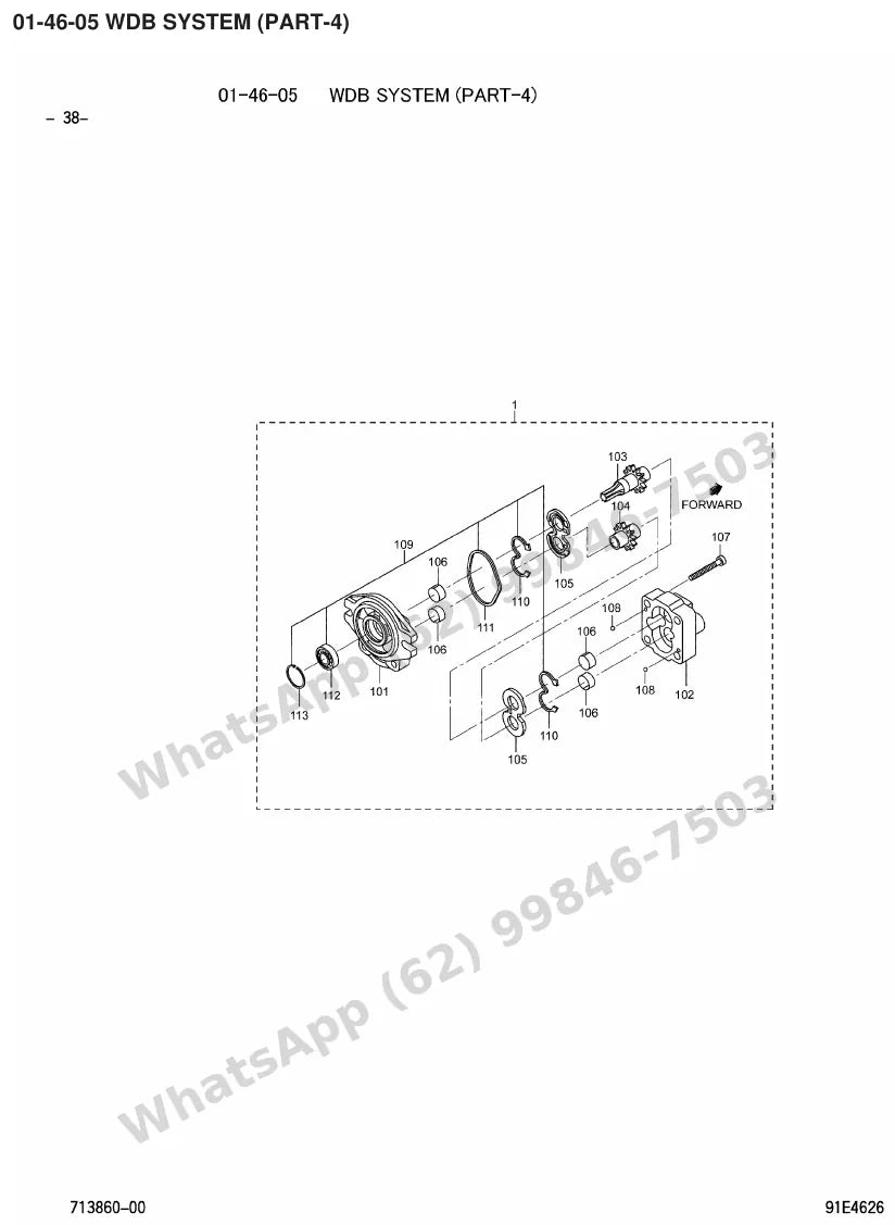 Vista explodida de peças do Catálogo Caterpillar GP20N – exemplo 1