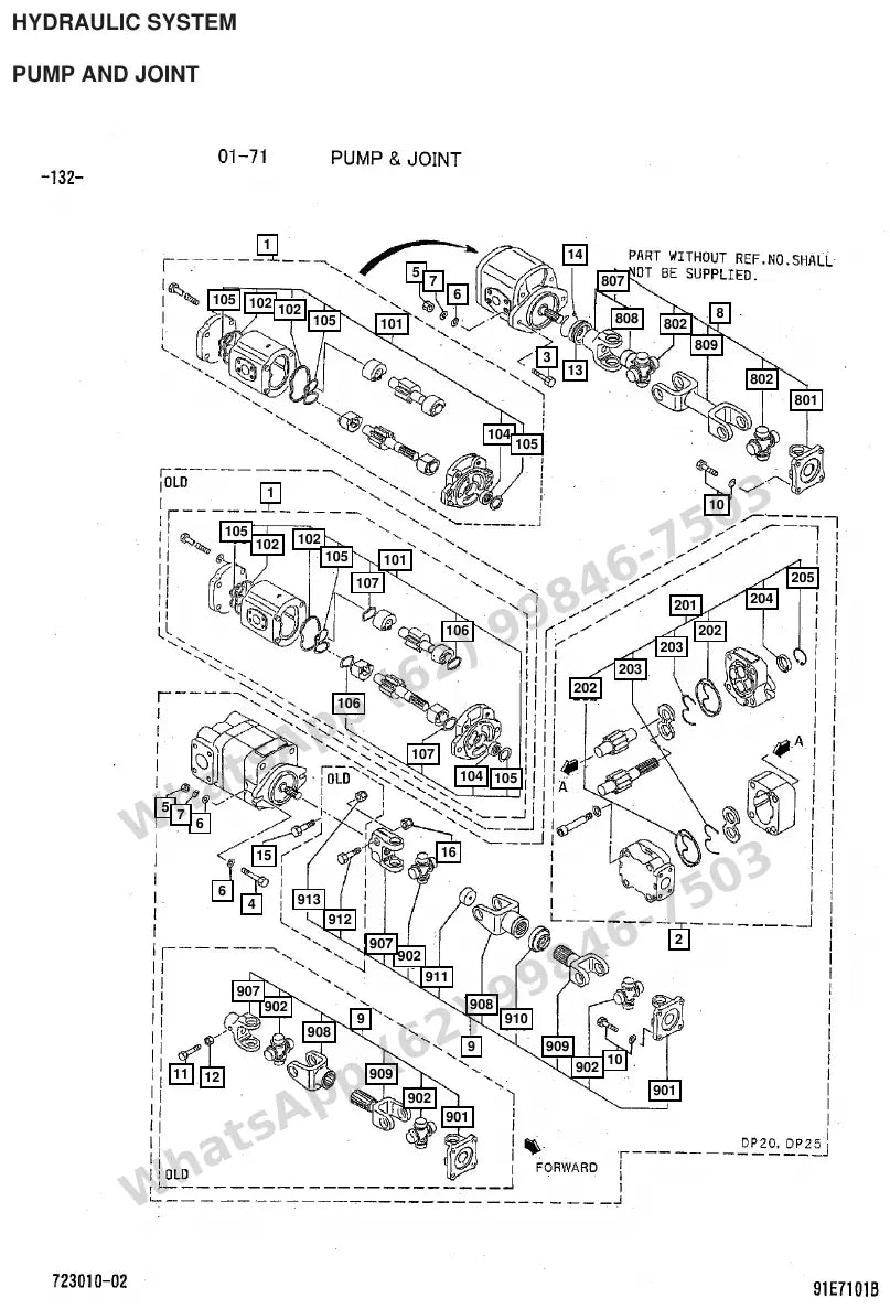 Vista explodida de peças do Catálogo Caterpillar GP25 FC – exemplo 3