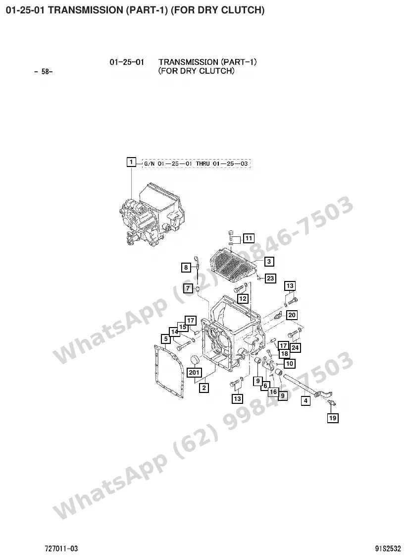 Vista explodida de peças do Catálogo Caterpillar GP25 MC – exemplo 2