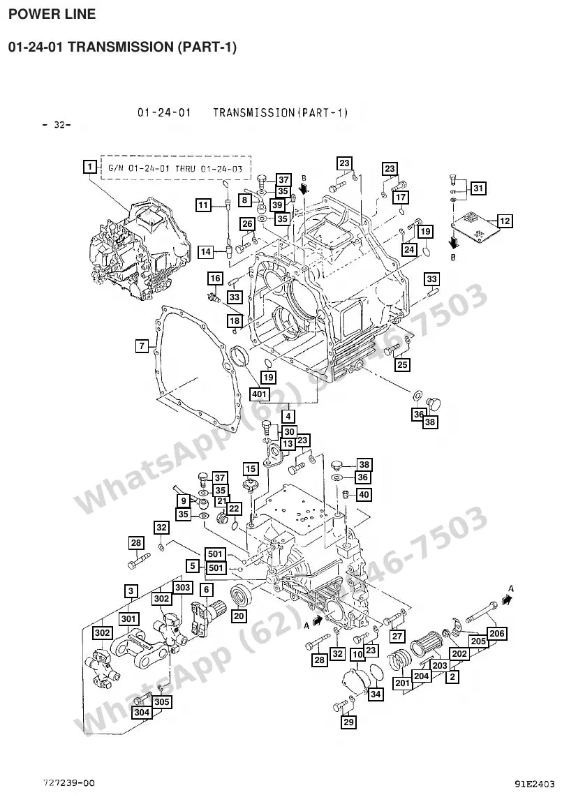 Vista explodida de peças do Catálogo Caterpillar GP25 MC – exemplo 3