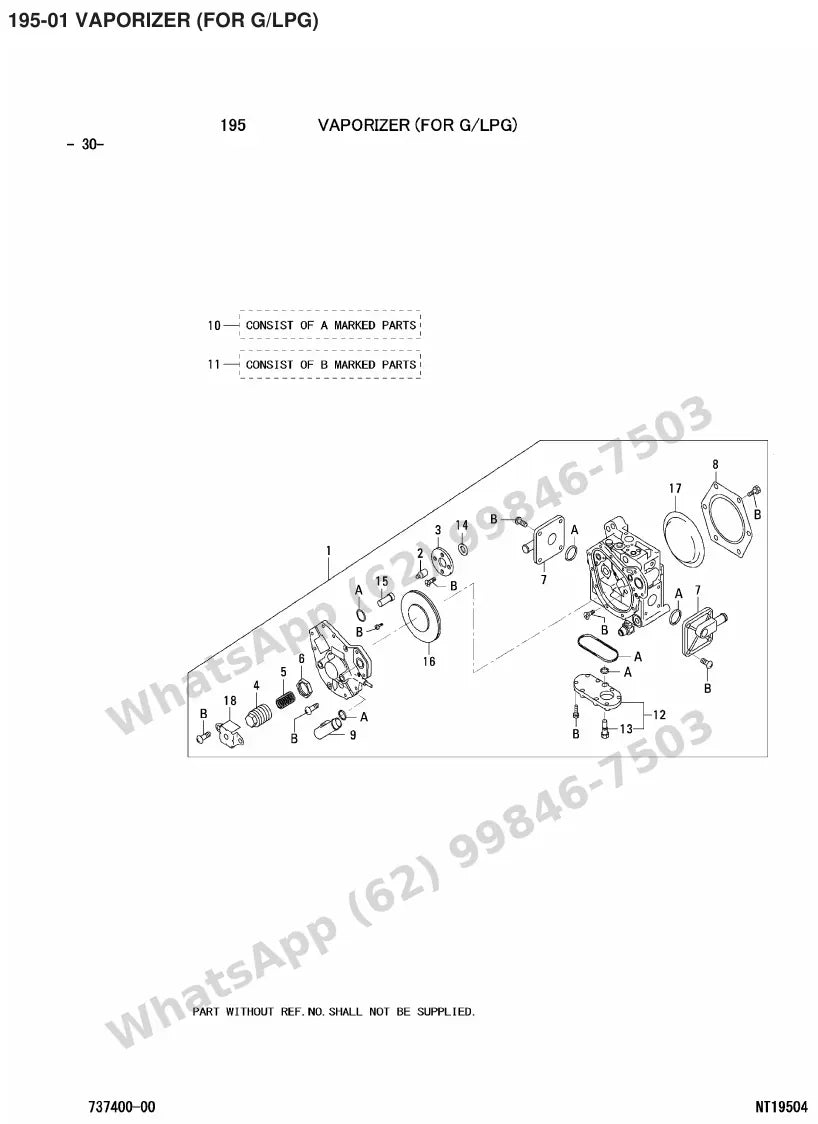 Vista explodida de peças do Catálogo Caterpillar GP55N – exemplo 4