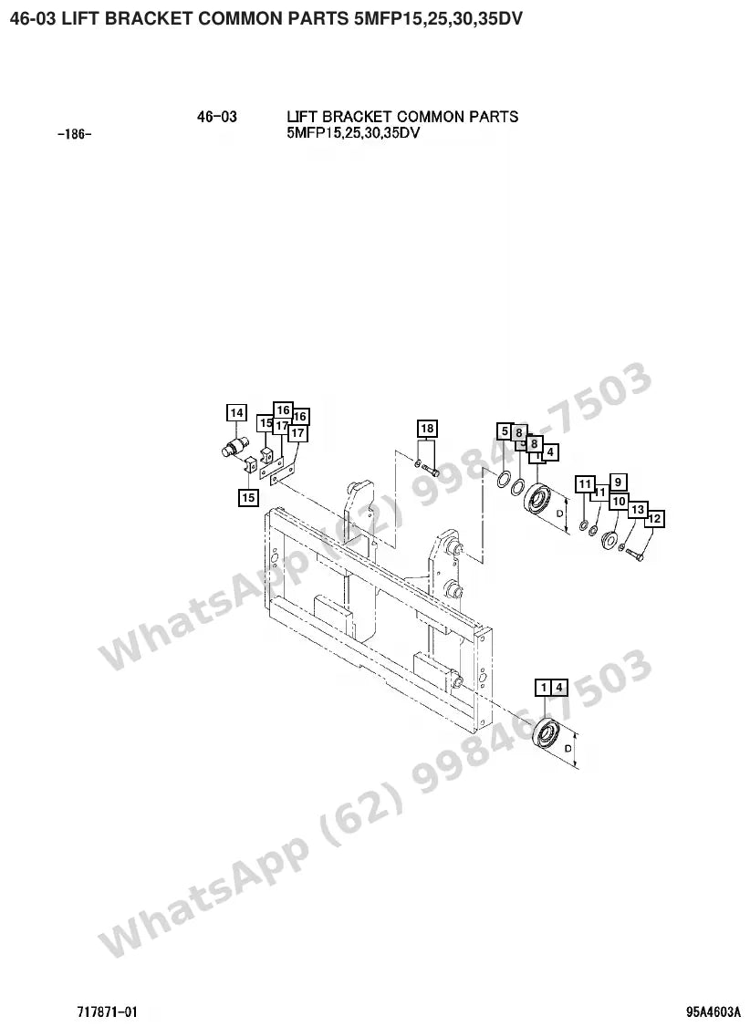 Vista explodida de peças do Catálogo Caterpillar GPE20CN – exemplo 3