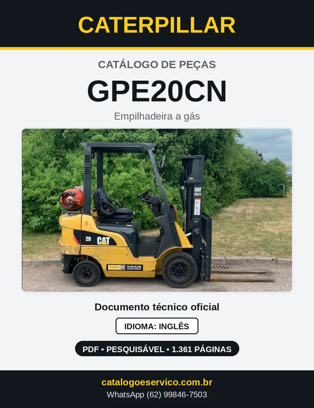 Capa do Catálogo de Peças Caterpillar GPE20CN em PDF