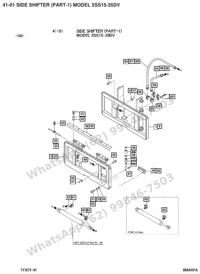 Vista explodida de peças do Catálogo Caterpillar GPE20ZN – exemplo 2