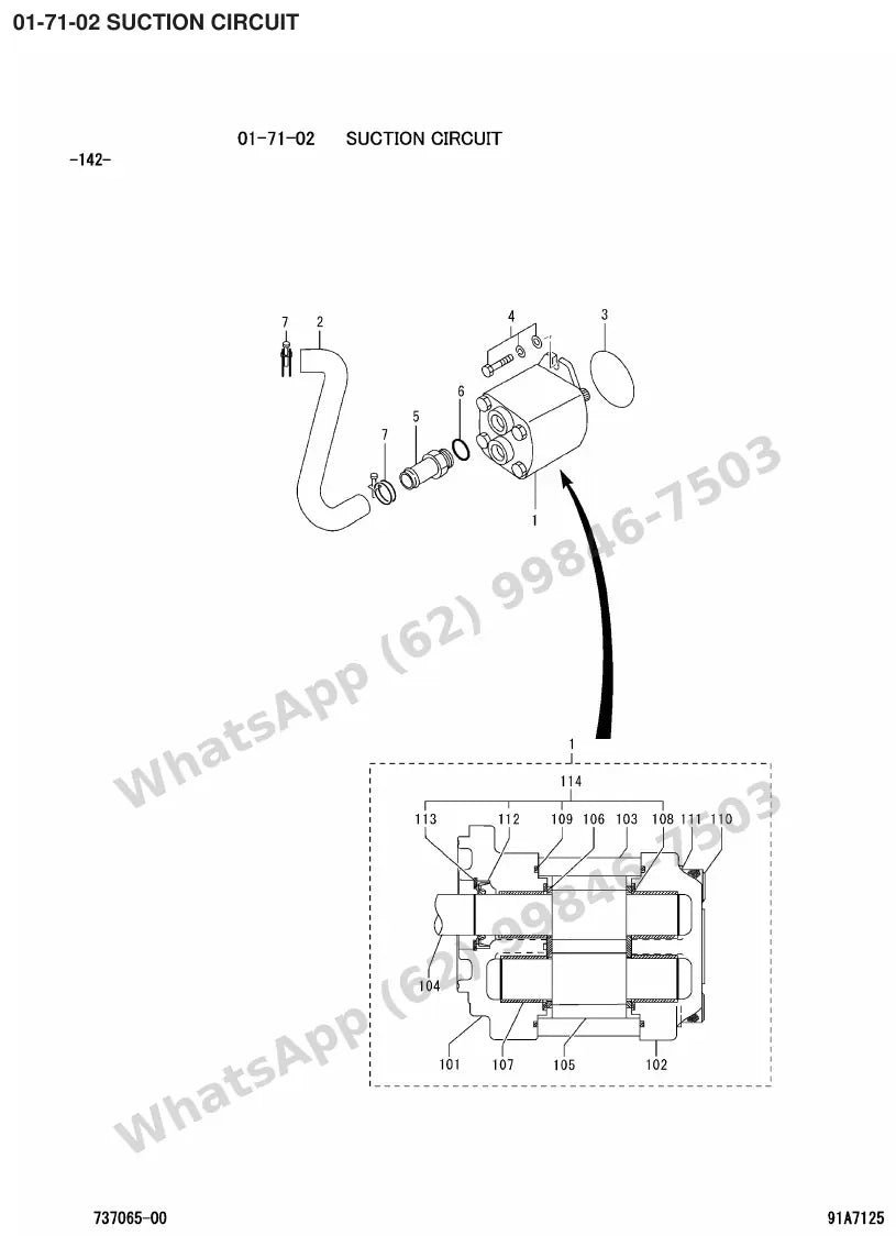 Vista explodida de peças do Catálogo Caterpillar GPE25ZN – exemplo 3