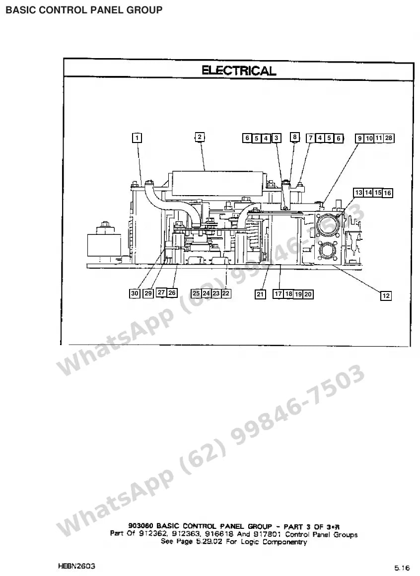 Vista explodida de peças do Catálogo Caterpillar M100B – exemplo 1