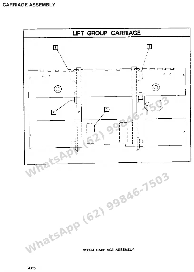 Vista explodida de peças do Catálogo Caterpillar M100B – exemplo 3