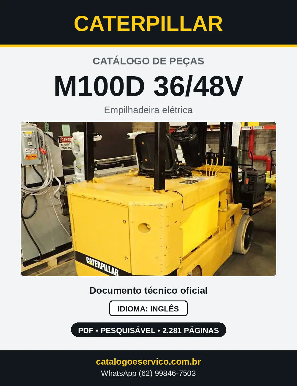 Capa do Catálogo de Peças Caterpillar M100D 36/48V em PDF