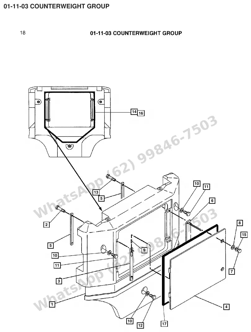Vista explodida de peças do Catálogo Caterpillar M100D 72/80V – exemplo 4
