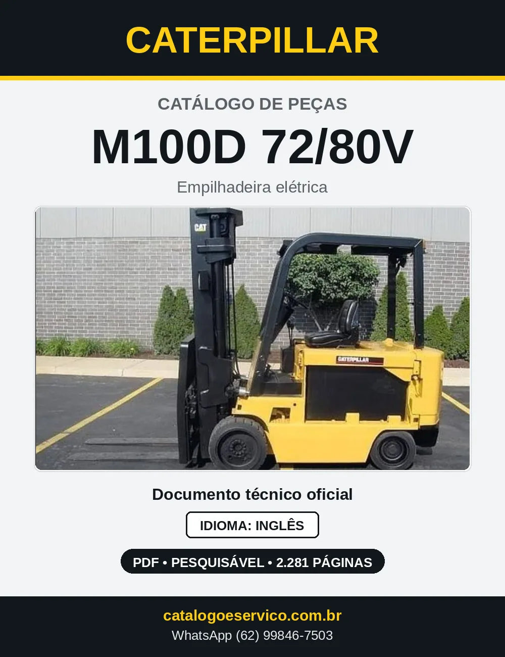 Capa do Catálogo de Peças Caterpillar M100D 72/80V em PDF