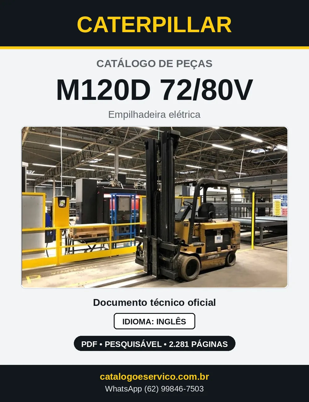 Capa do Catálogo de Peças Caterpillar M120D 72/80V em PDF