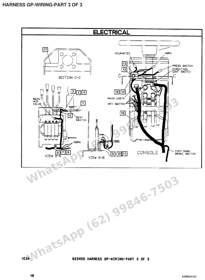 Vista explodida de peças do Catálogo Caterpillar M30D – exemplo 1