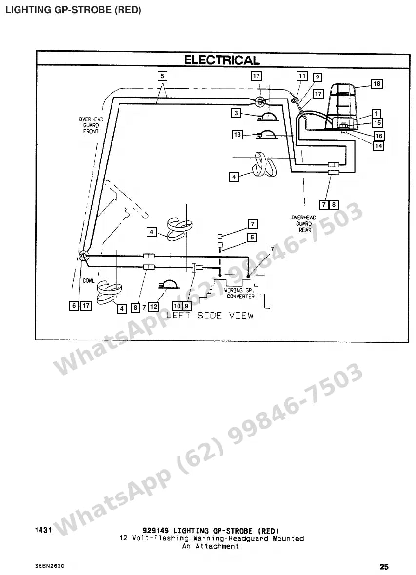 Vista explodida de peças do Catálogo Caterpillar M35D – exemplo 1