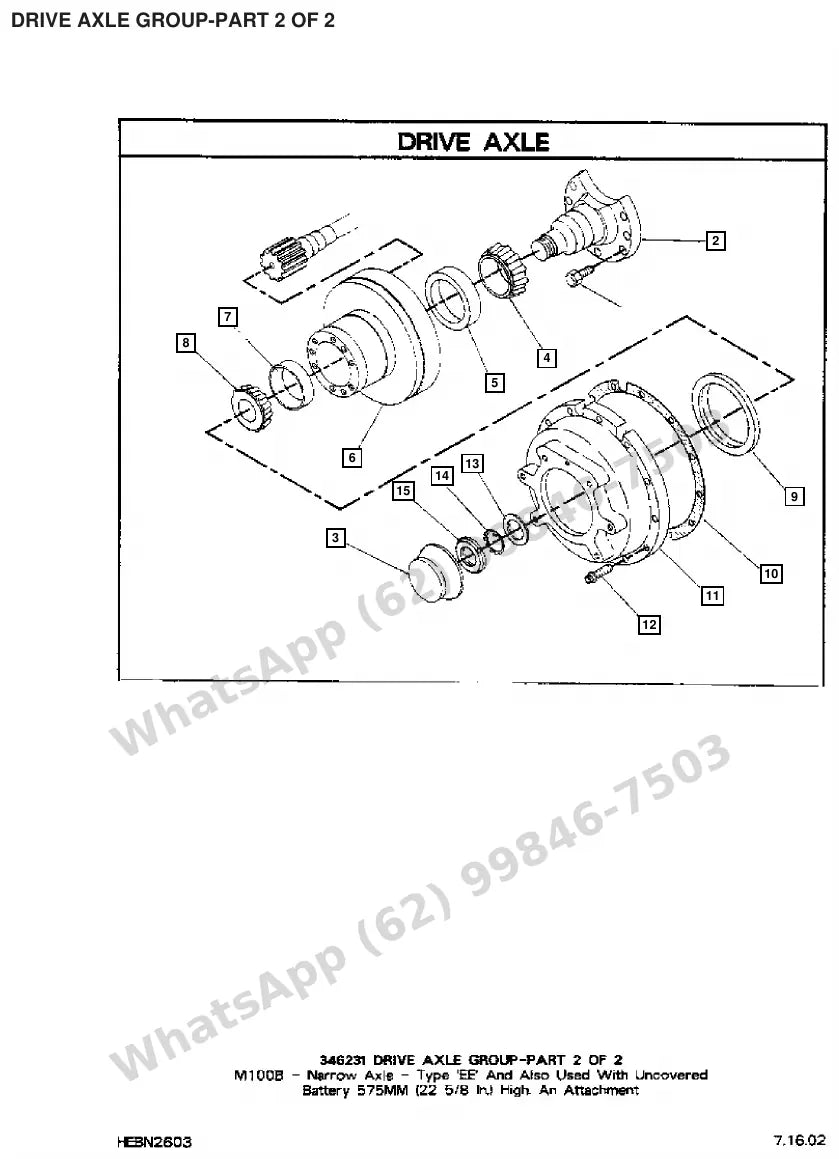 Vista explodida de peças do Catálogo Caterpillar M60B – exemplo 2