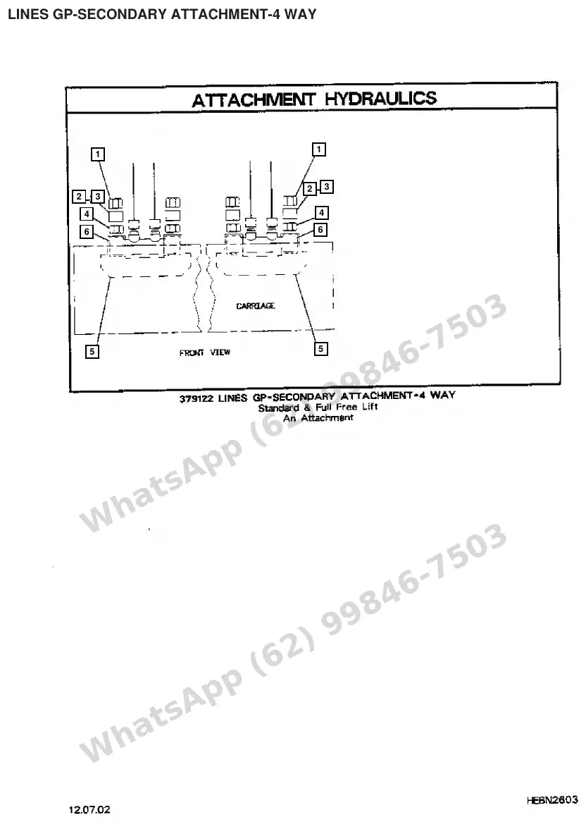Vista explodida de peças do Catálogo Caterpillar M60B – exemplo 4
