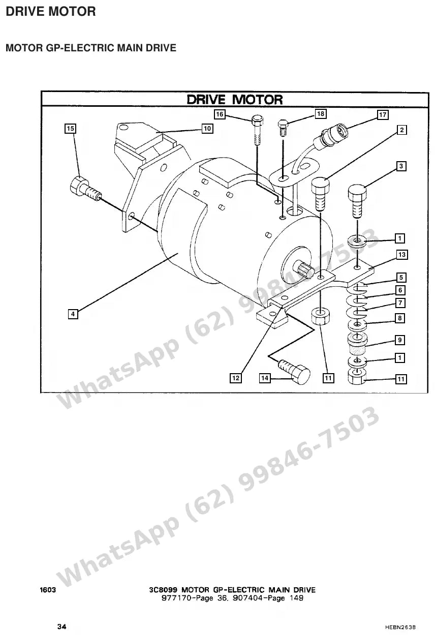 Vista explodida de peças do Catálogo Caterpillar M70B – exemplo 3