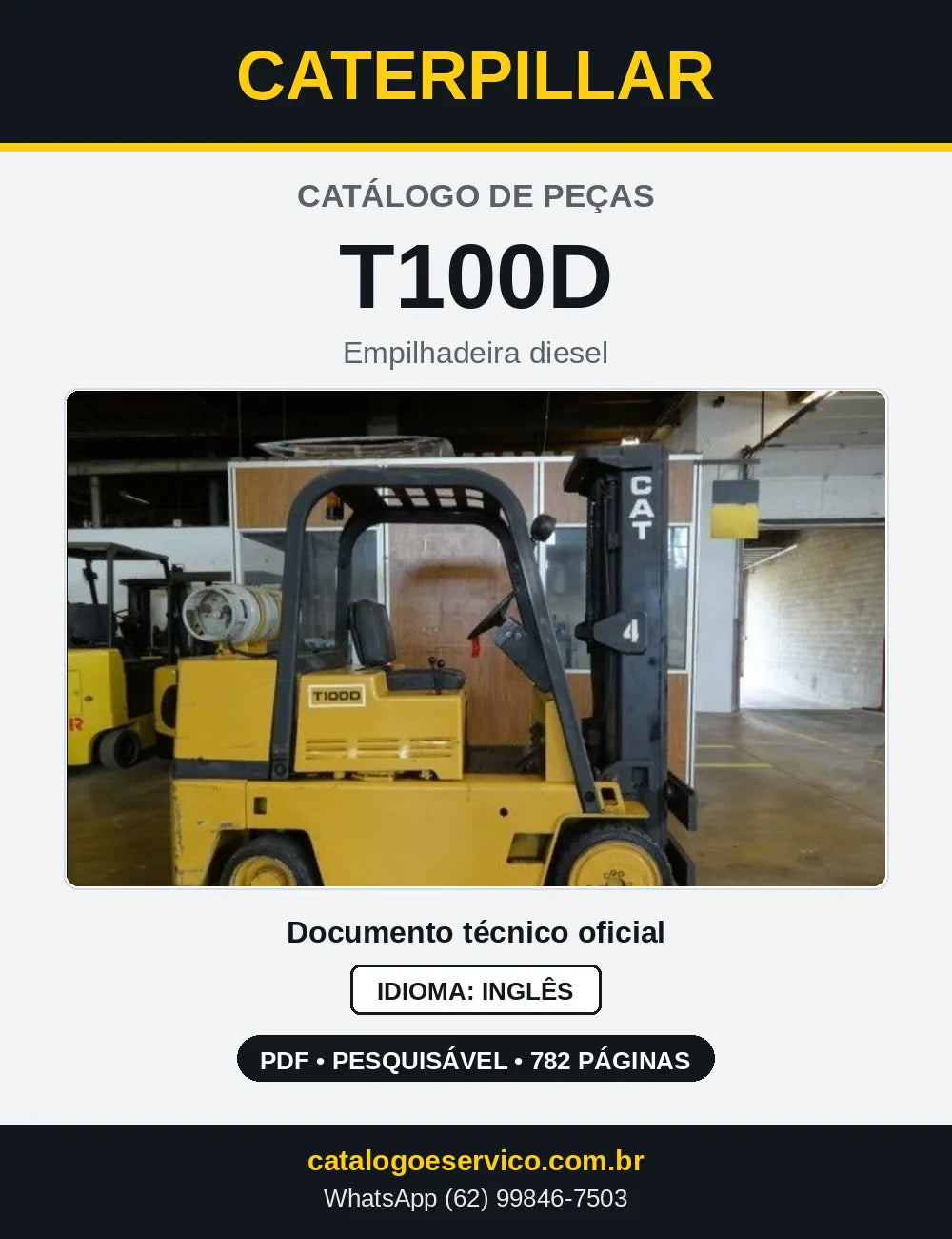 Capa do Catálogo de Peças Caterpillar T100D em PDF