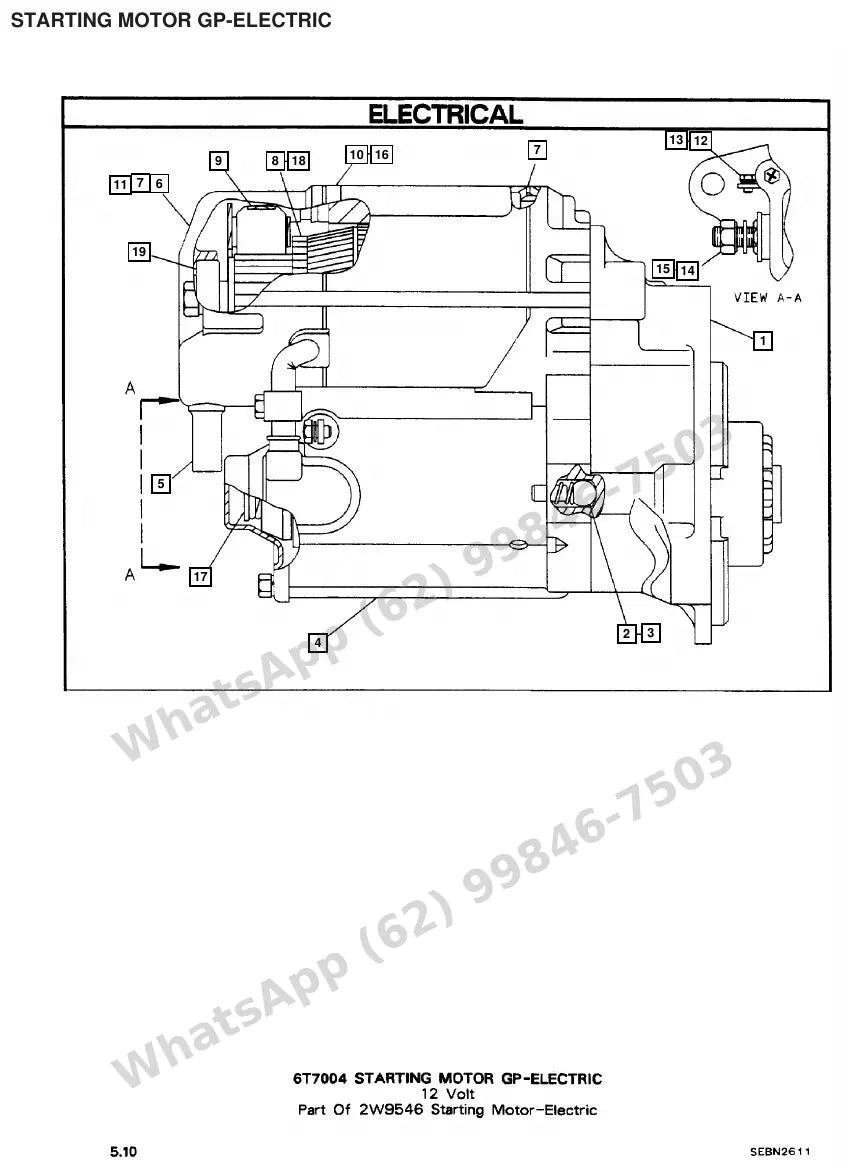 Vista explodida de peças do Catálogo Caterpillar T40D – exemplo 4