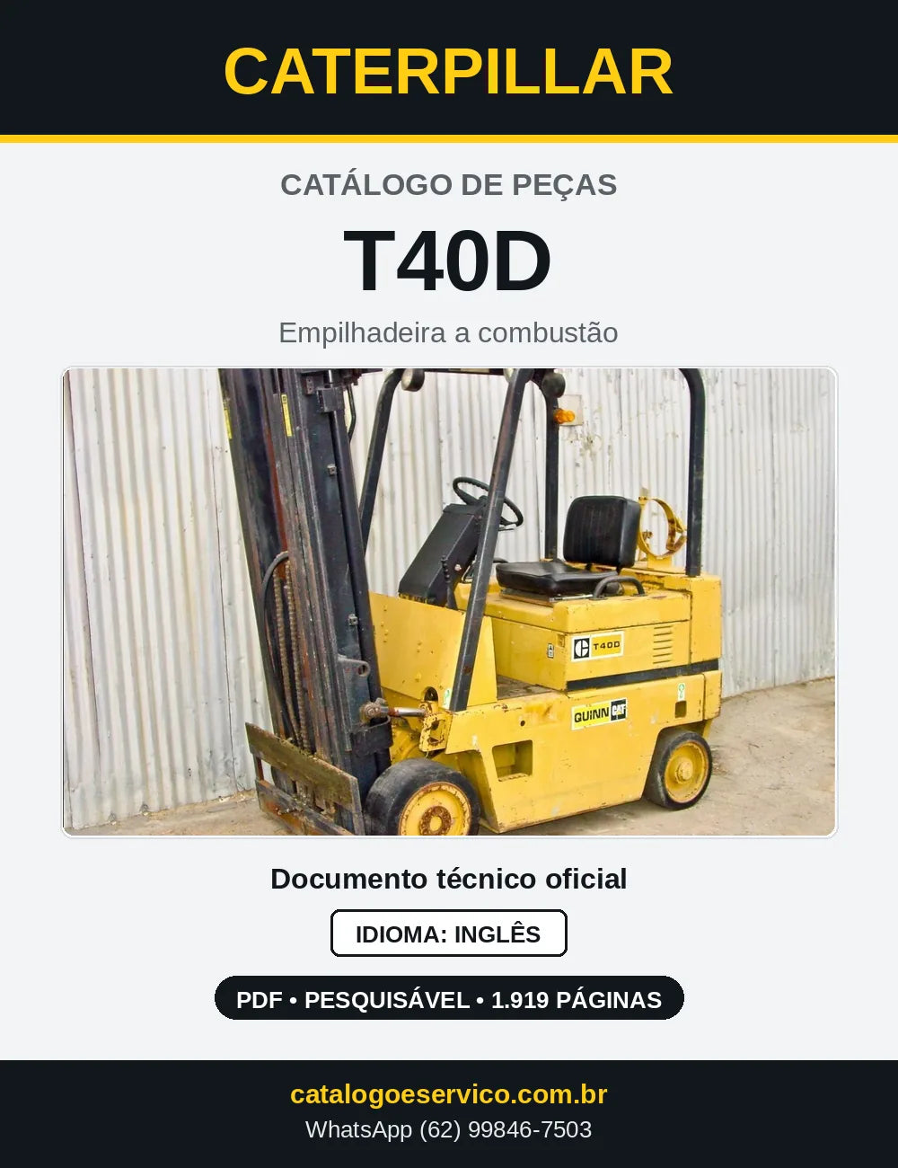 Capa do Catálogo de Peças Caterpillar T40D em PDF
