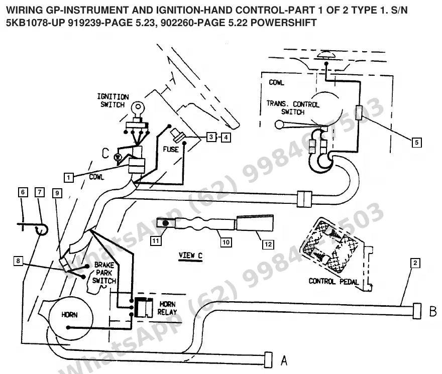 Vista explodida de peças do Catálogo Caterpillar T80D – exemplo 1