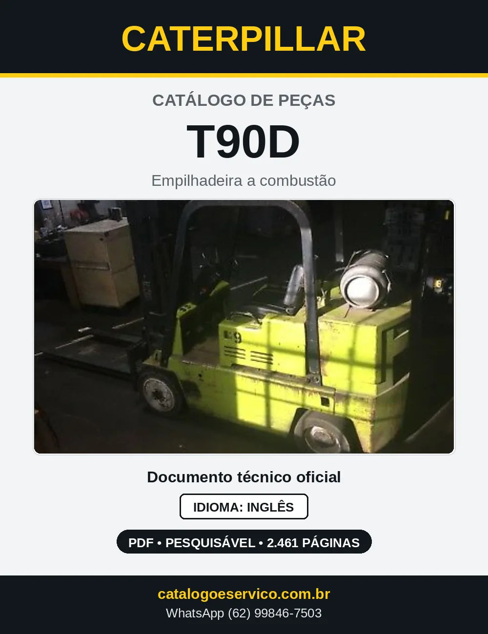 Capa do Catálogo de Peças Caterpillar T90D em PDF