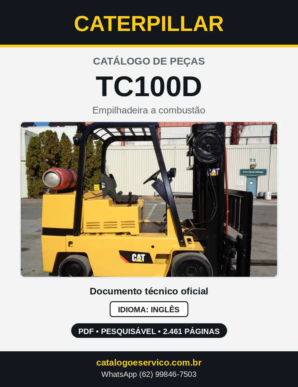 Capa do Catálogo de Peças Caterpillar TC100D em PDF