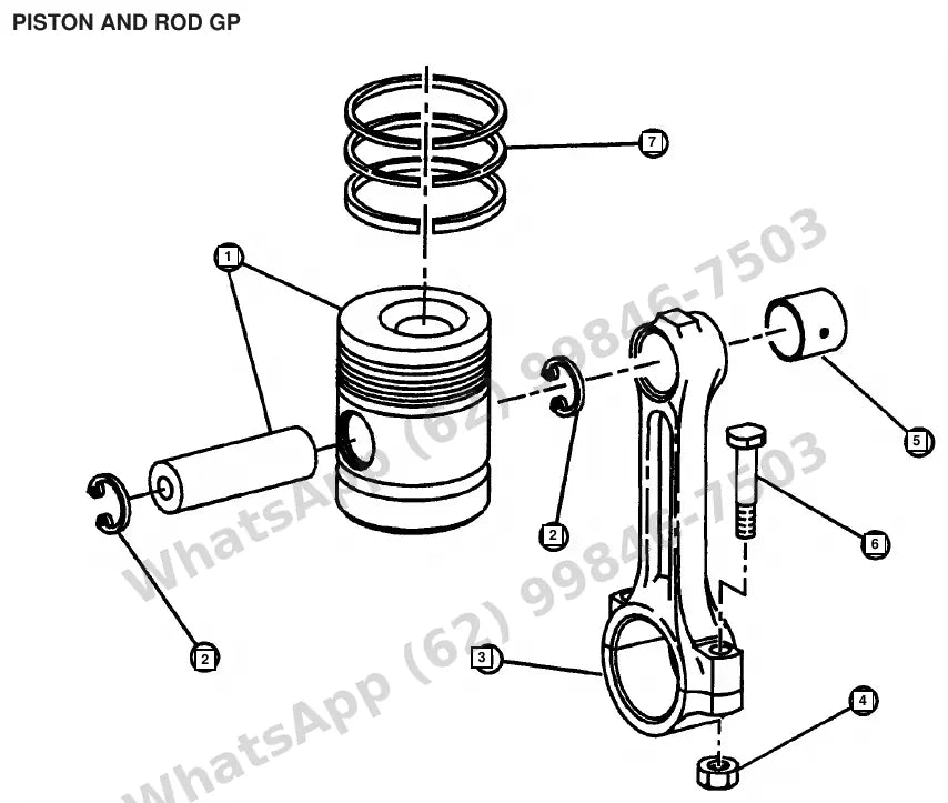 Vista explodida de peças do Catálogo Caterpillar V100F – exemplo 3