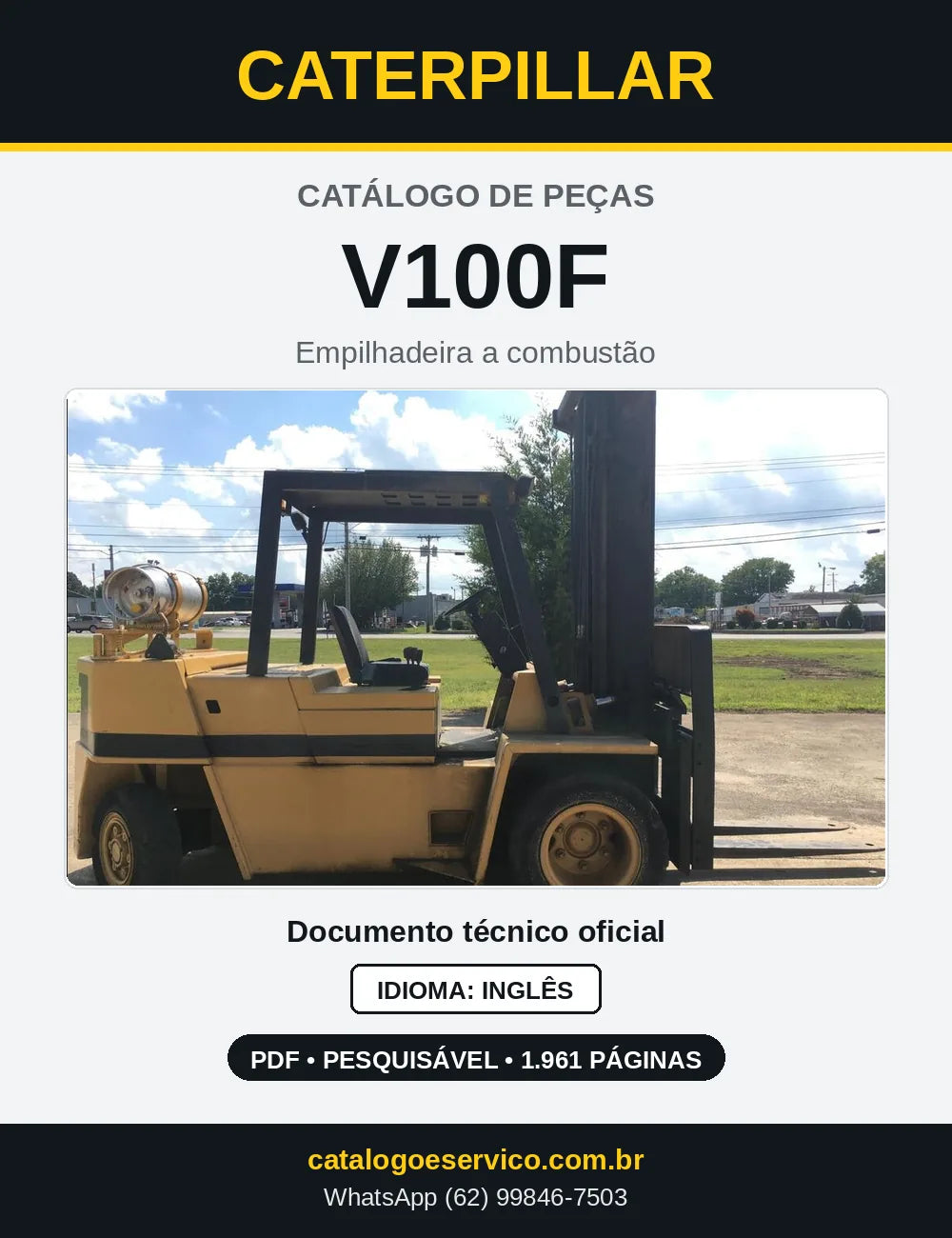 Capa do Catálogo de Peças Caterpillar V100F em PDF