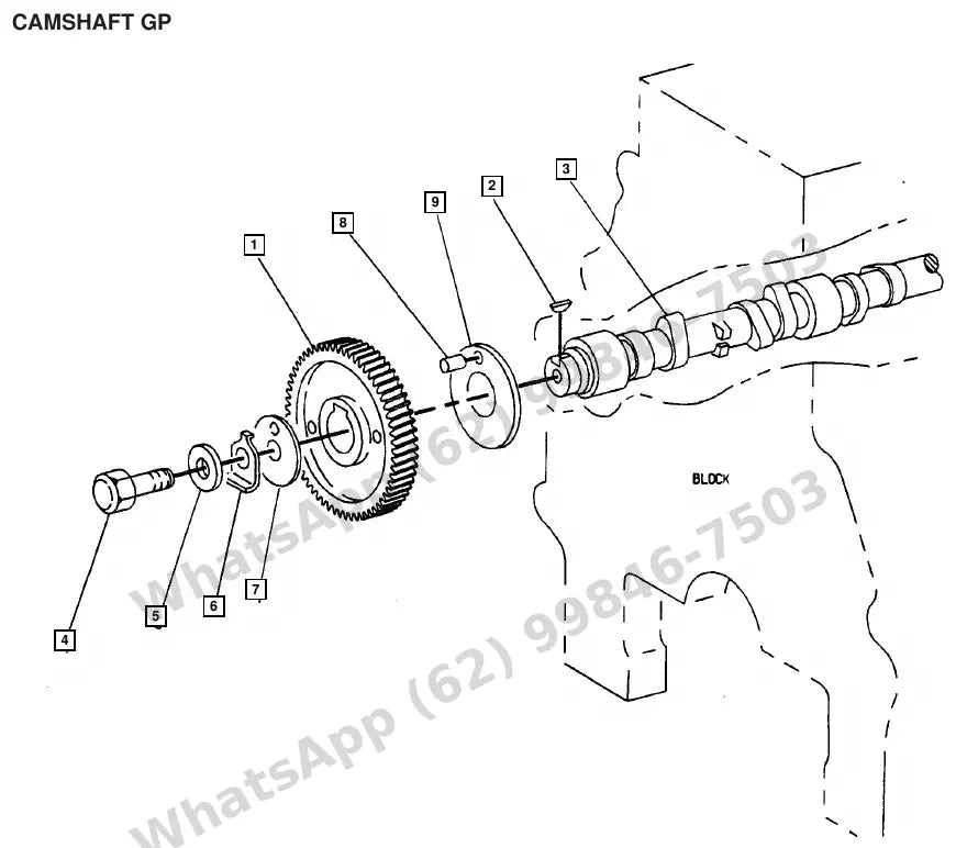 Vista explodida de peças do Catálogo Caterpillar V110C – exemplo 1