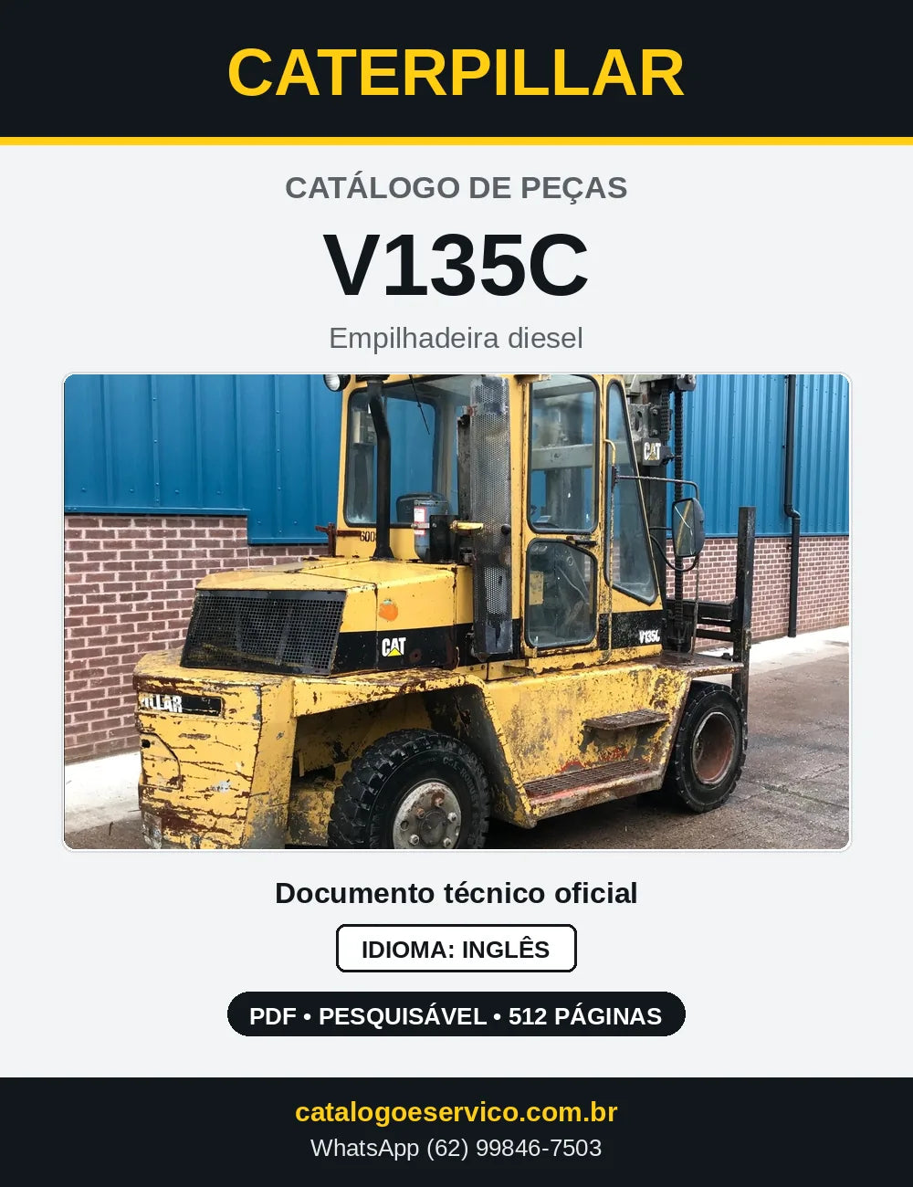 Capa do Catálogo de Peças Caterpillar V135C em PDF