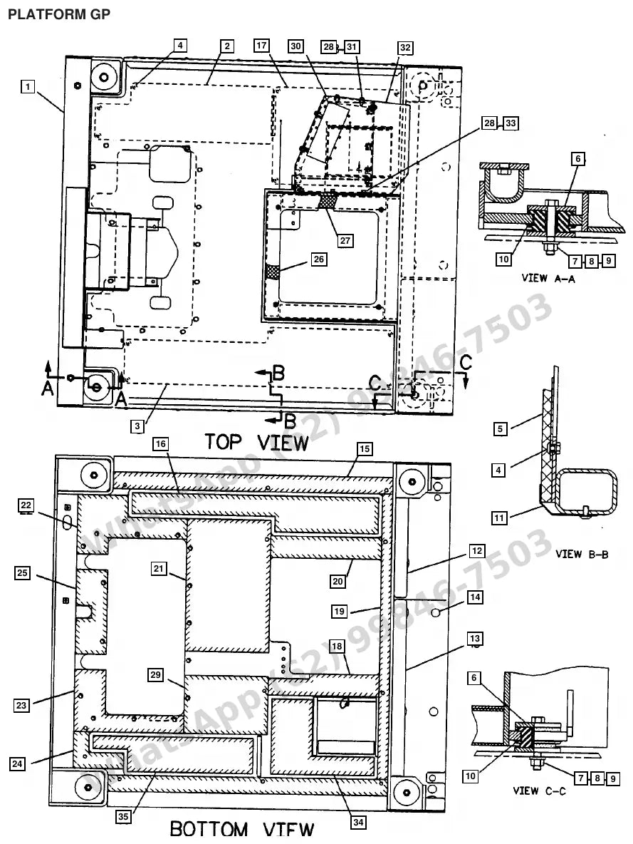 Vista explodida de peças do Catálogo Caterpillar V155C – exemplo 2