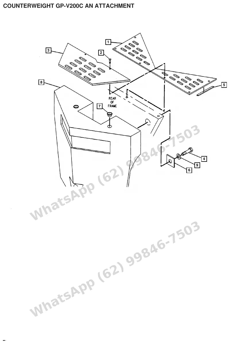 Vista explodida de peças do Catálogo Caterpillar V165C – exemplo 4