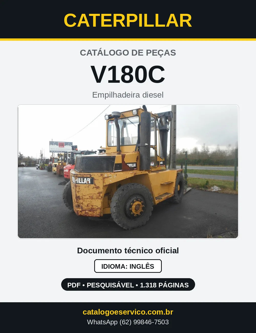 Capa do Catálogo de Peças Caterpillar V180C em PDF