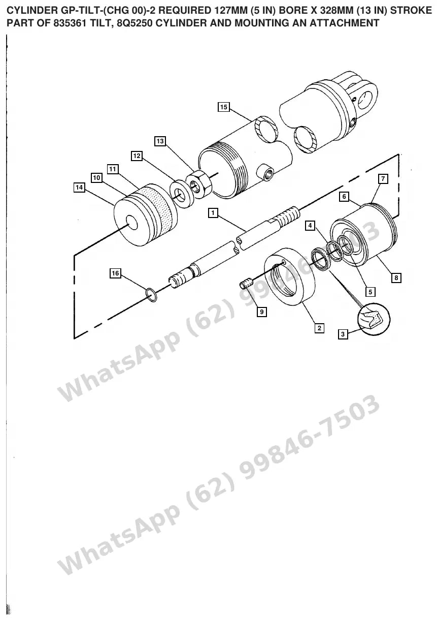Vista explodida de peças do Catálogo Caterpillar V200C – exemplo 4
