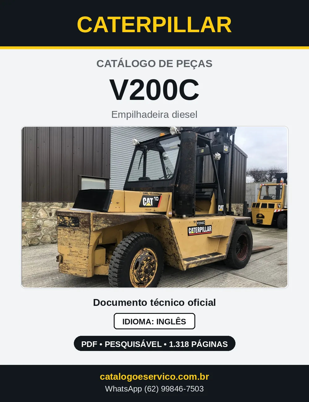 Capa do Catálogo de Peças Caterpillar V200C em PDF