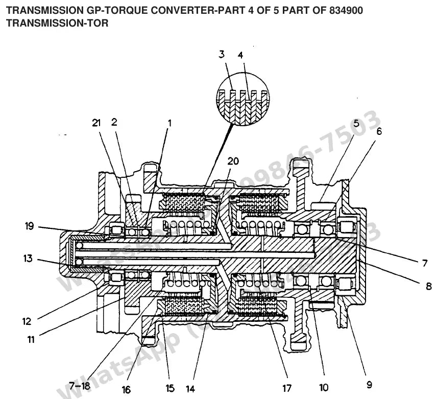 Vista explodida de peças do Catálogo Caterpillar V200C STR – exemplo 1